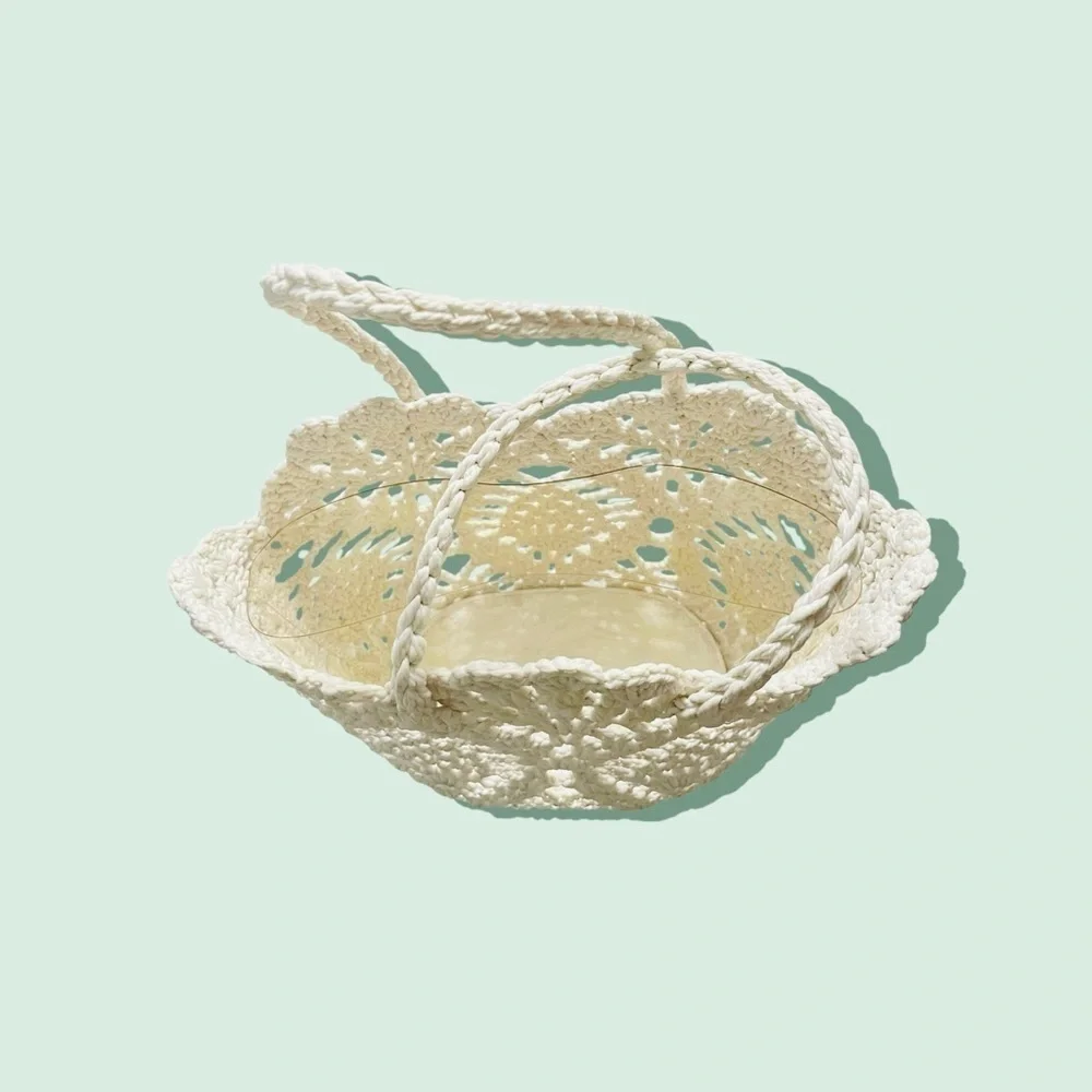 Paula Echevarría Crochet Bucket Bag Elegant Cream Crochet Tote Bag